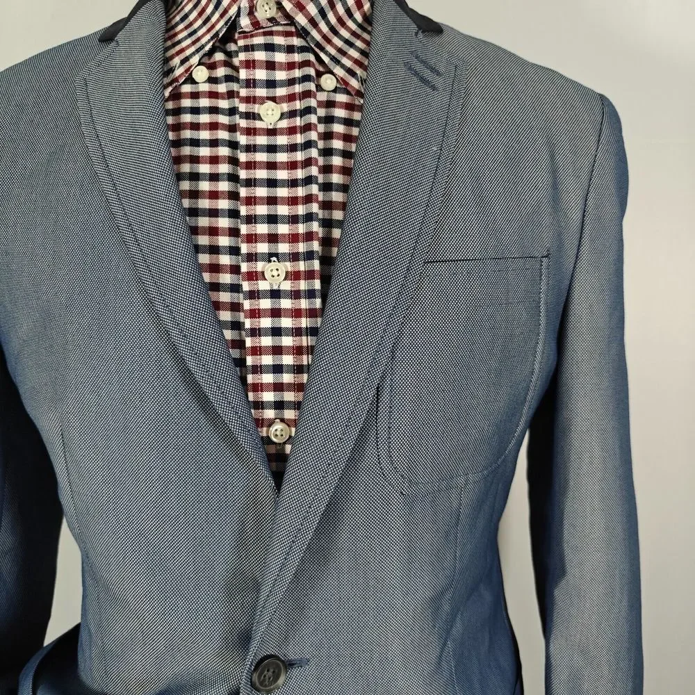 INC International Concepts Men's Sport Coat Blazer Two Button Blue Slim Fit‎ Med